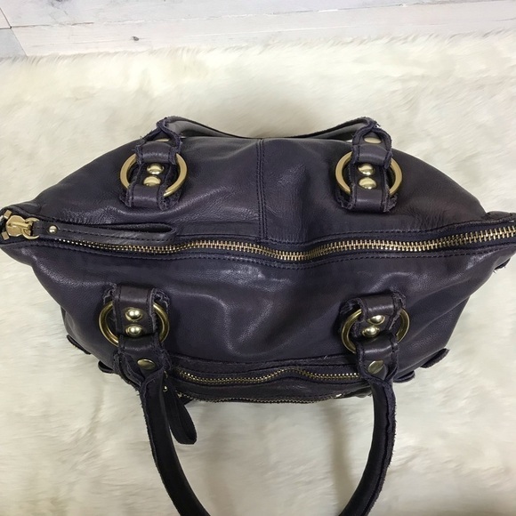 Linea Pelle Dylan Purple Leather Shoulder Bag Tote Purse - Picture 6 of 8